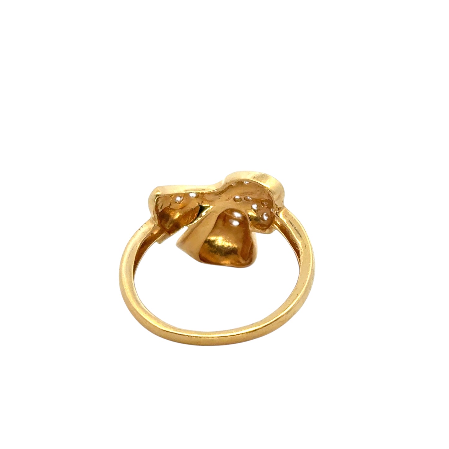 Vintage 22k Yellow Gold 0.21ctw Diamond Heart Ribbon Ring