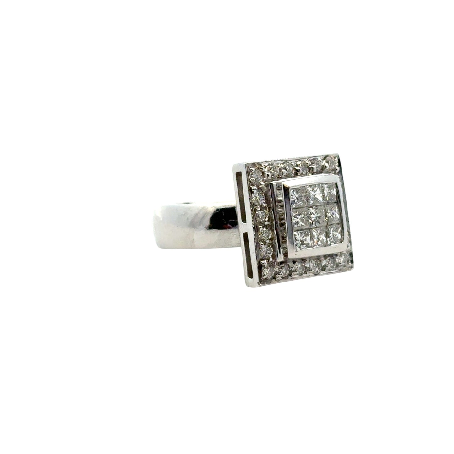 14k White Gold approx. 0.73ctw Square Diamond Ring