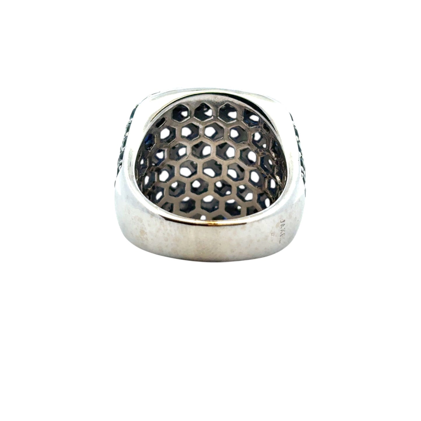 18k White Gold approx. 4.94ctw Round Blue Sapphires and 0.72ctw Natural Round Diamonds Dome Ring
