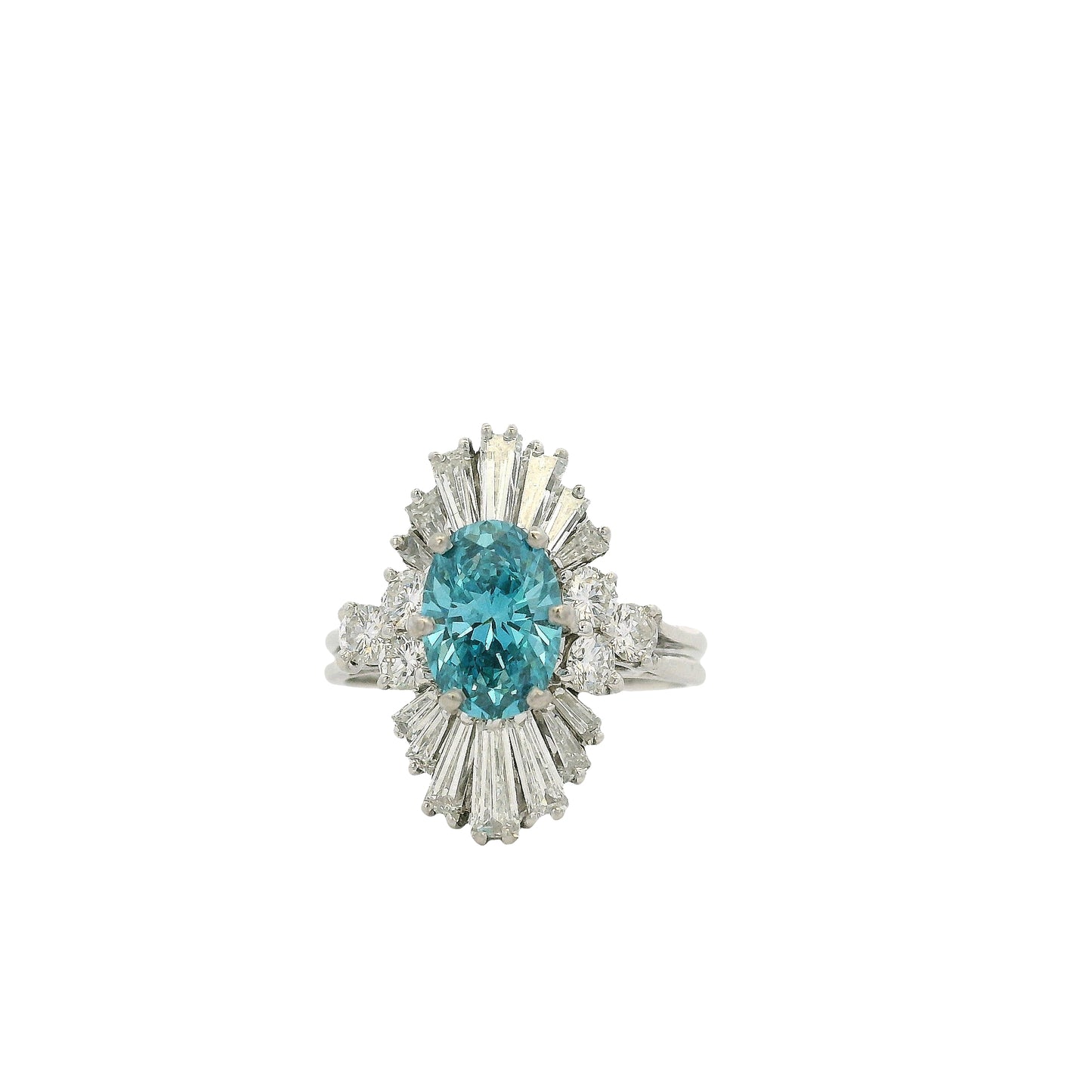 14k White Gold 1ct Blue Irradiated Diamond Solitaire Ring