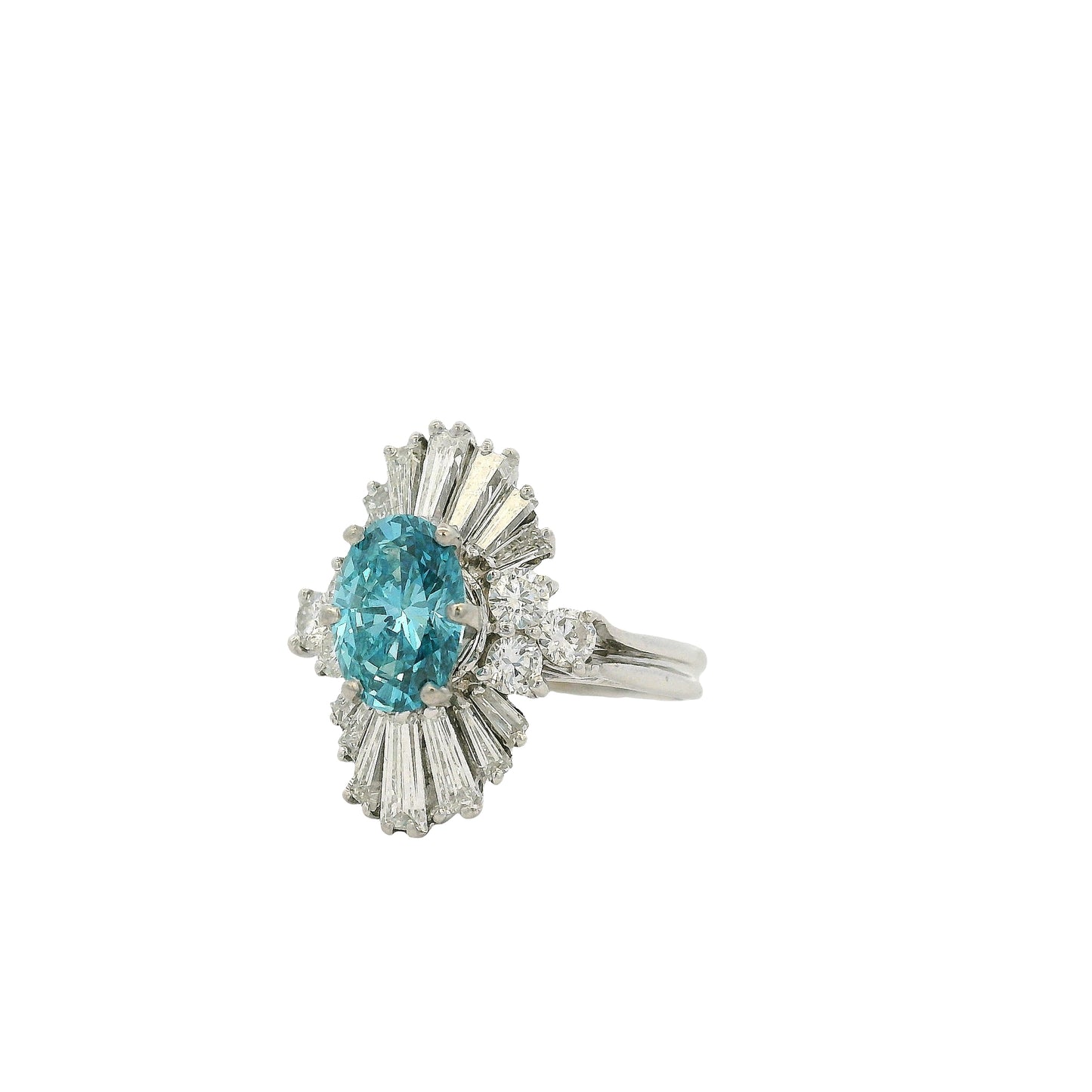 14k White Gold 1ct Blue Irradiated Diamond Solitaire Ring