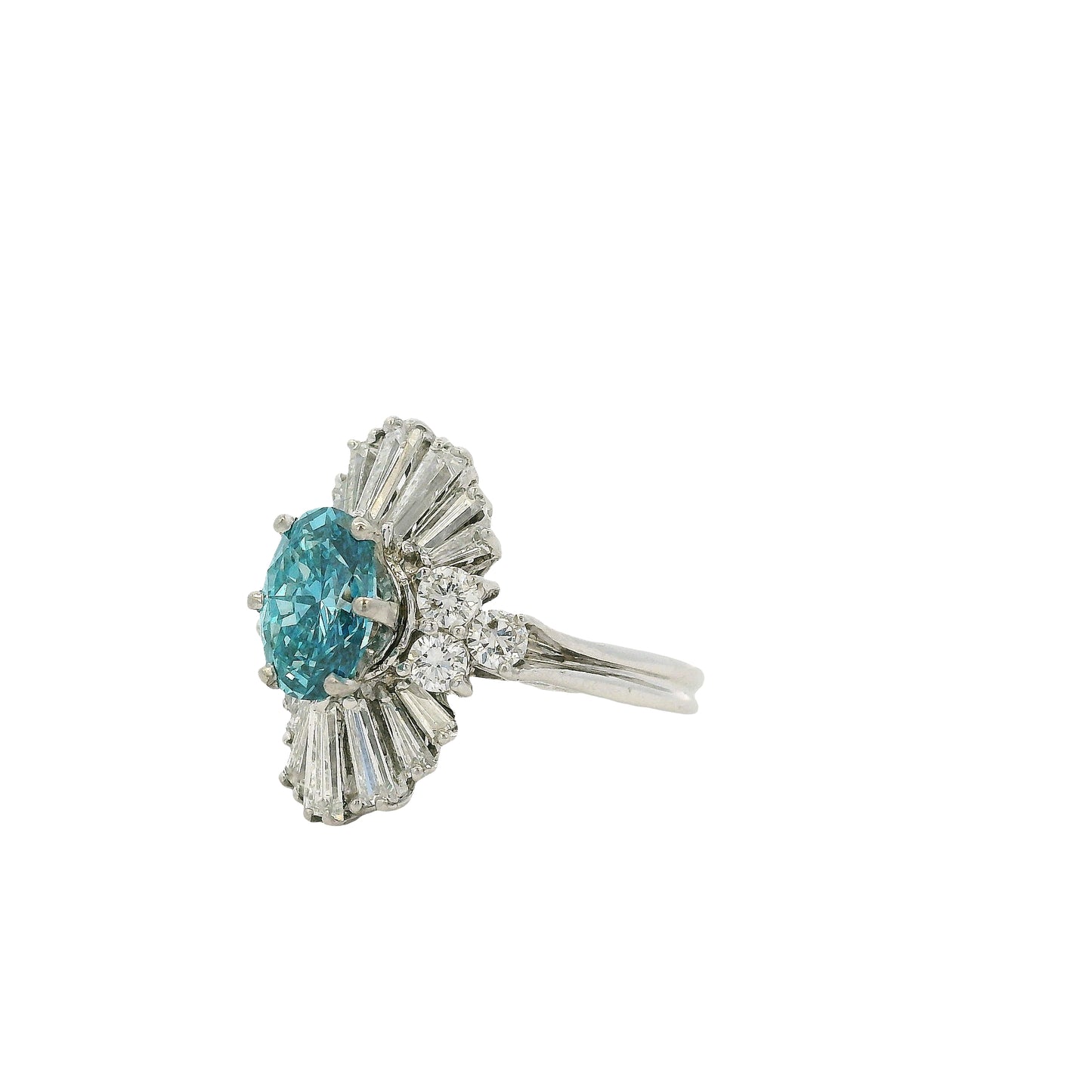 14k White Gold 1ct Blue Irradiated Diamond Solitaire Ring