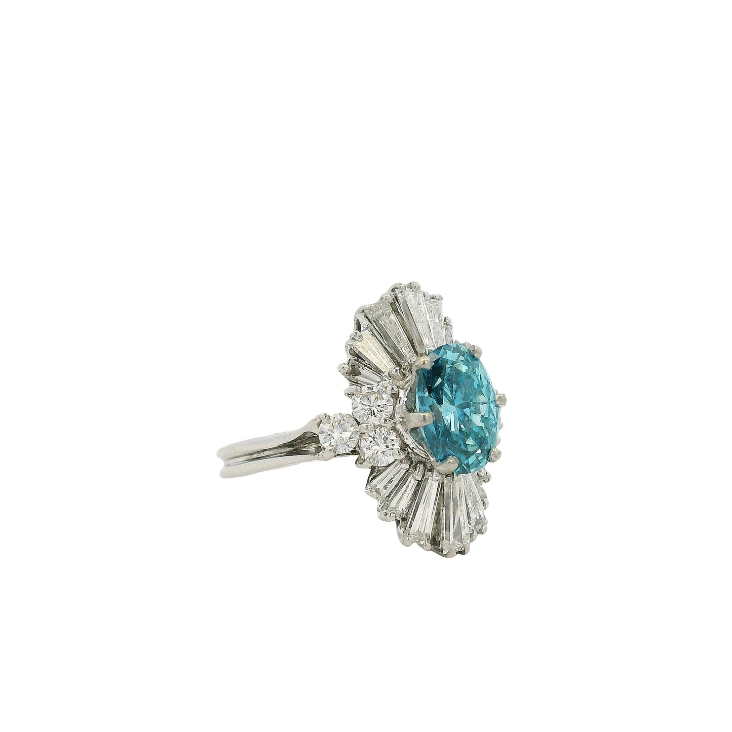 14k White Gold 1ct Blue Irradiated Diamond Solitaire Ring