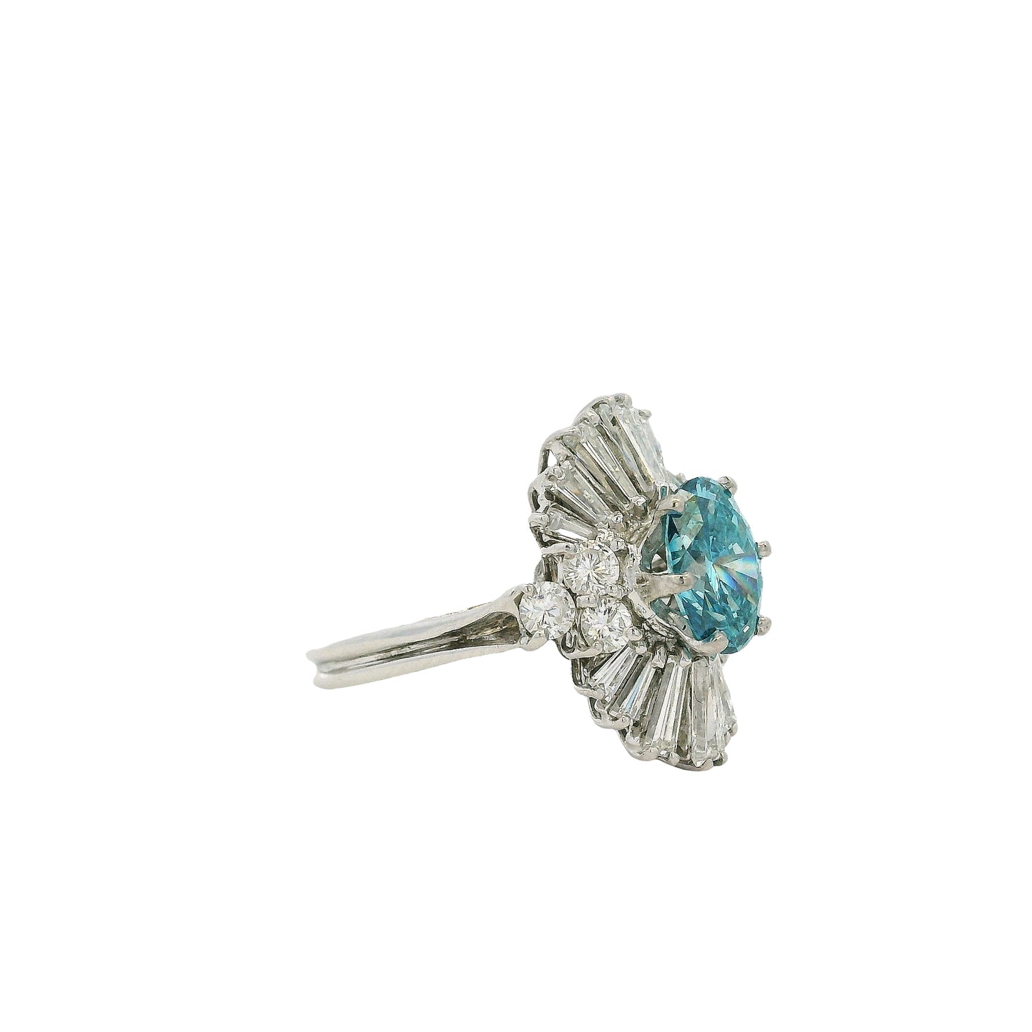 14k White Gold 1ct Blue Irradiated Diamond Solitaire Ring