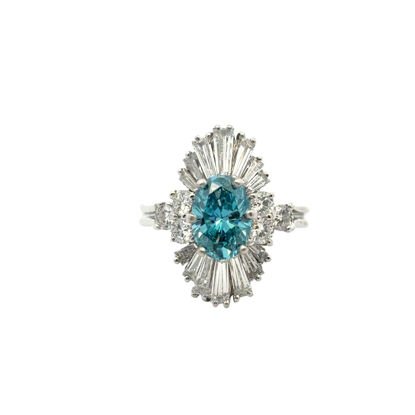 14k White Gold 1ct Blue Irradiated Diamond Solitaire Ring