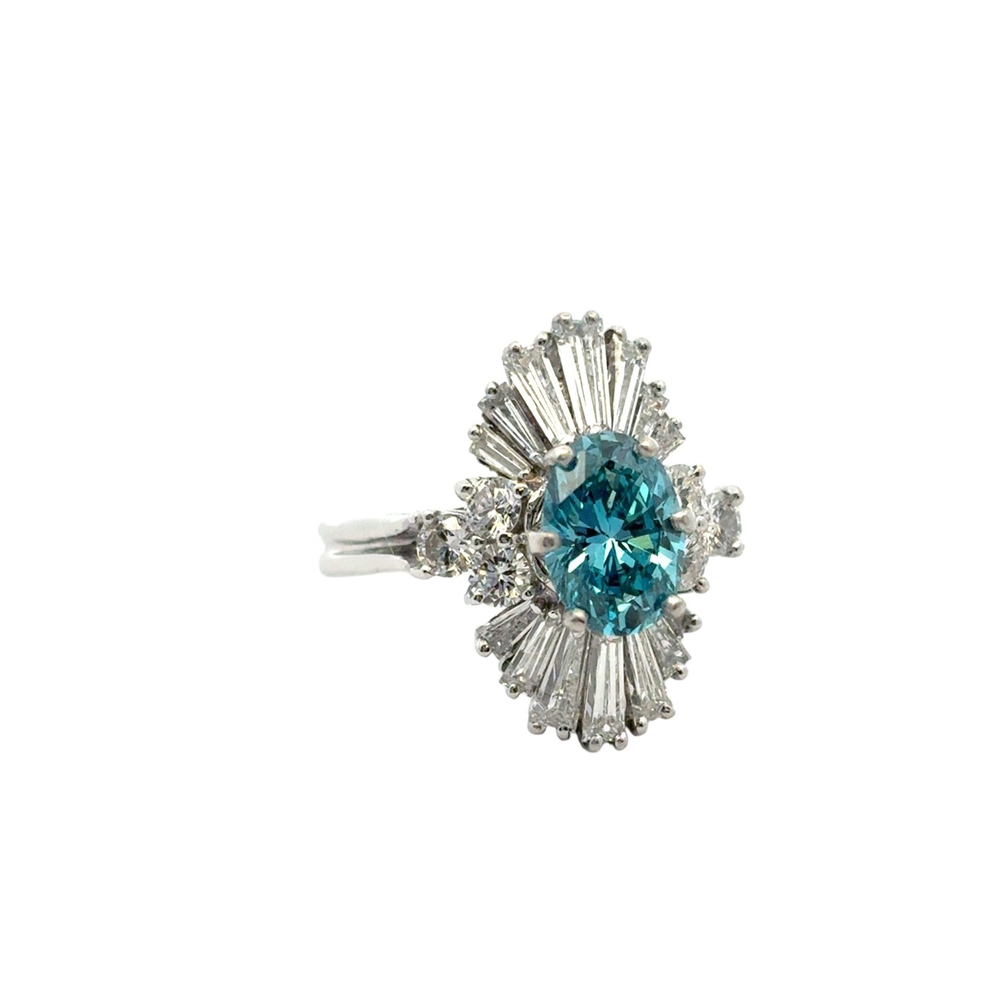 14k White Gold 1ct Blue Irradiated Diamond Solitaire Ring