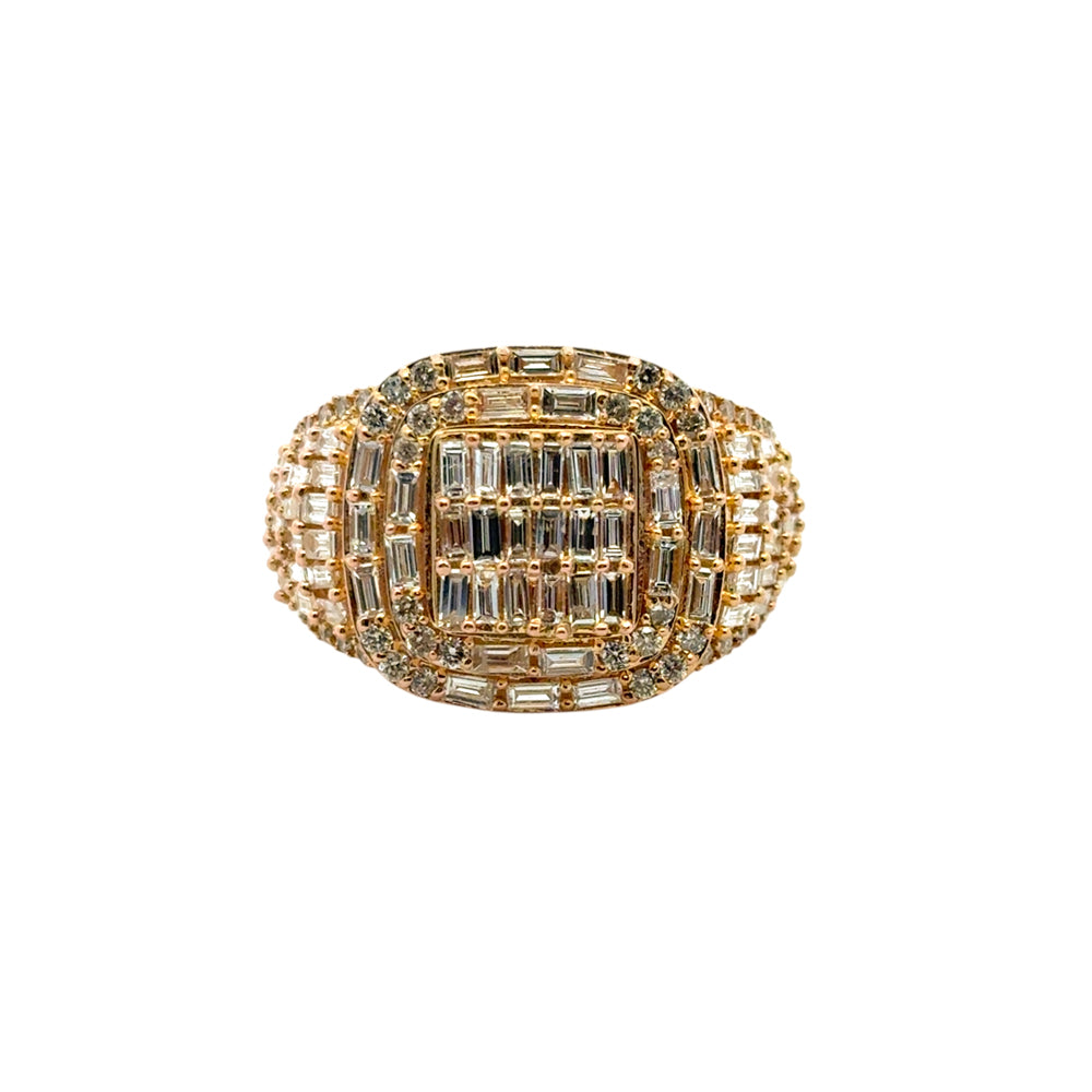 10k Yellow Gold Natural Baguette and Round Diamond Ring