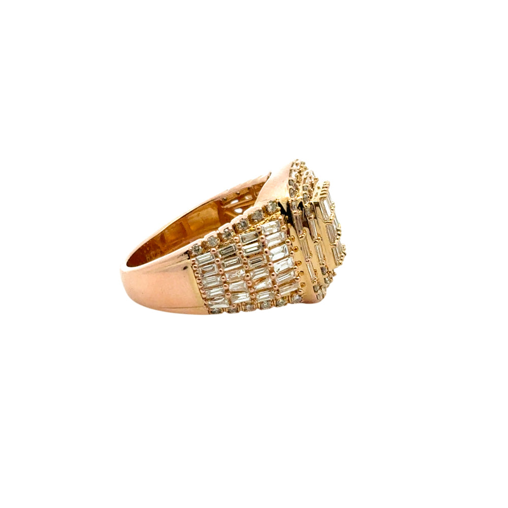 10k Yellow Gold Natural Baguette and Round Diamond Ring