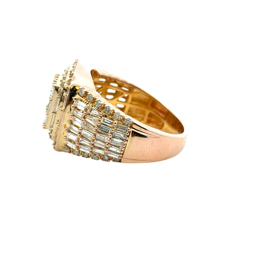 10k Yellow Gold Natural Baguette and Round Diamond Ring