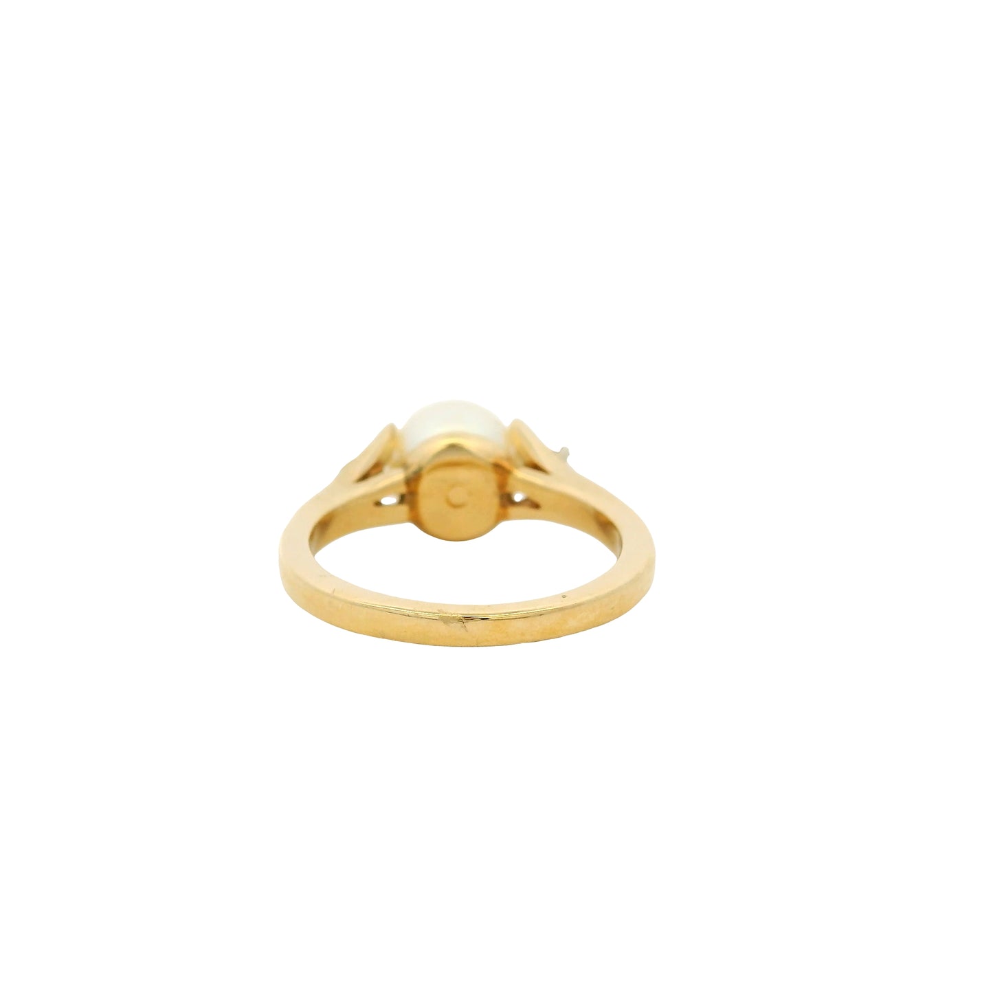 Vintage 14k Yellow Gold Pearl and Diamond Ring