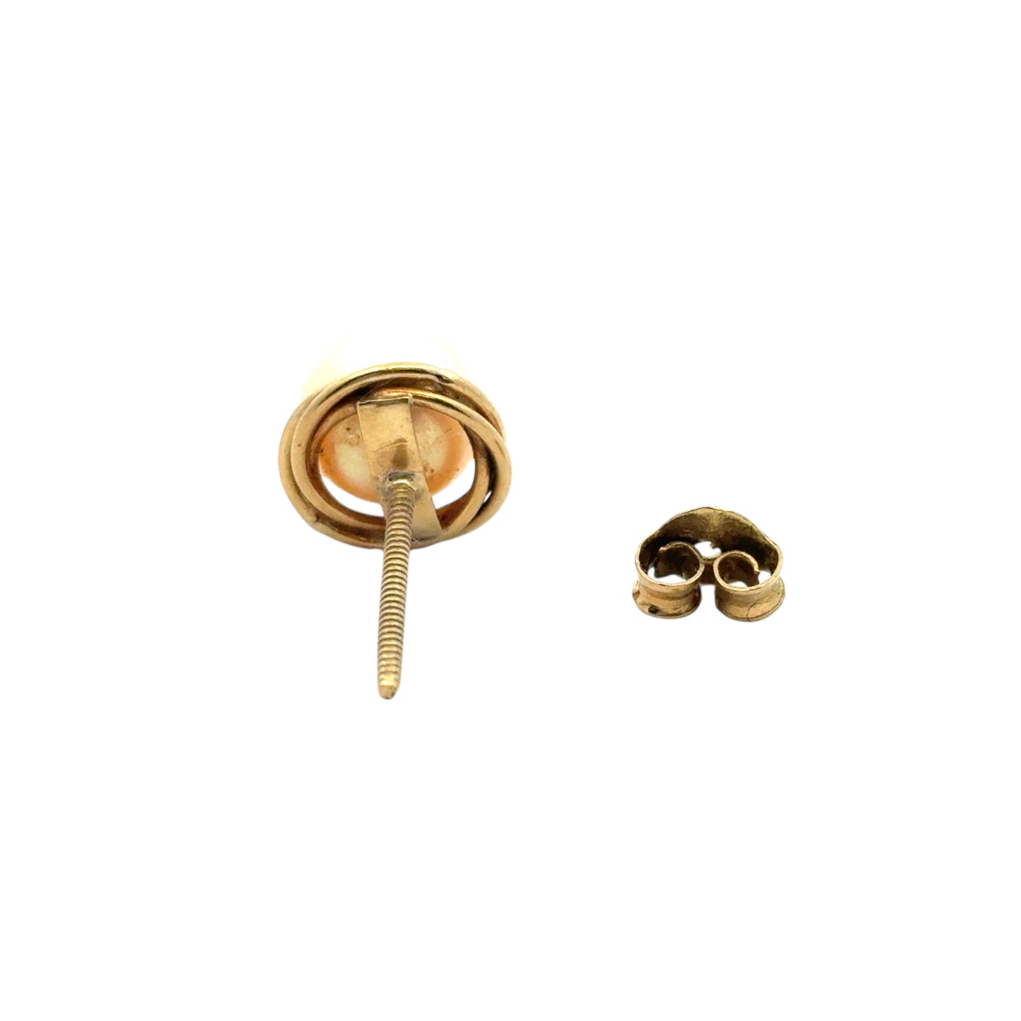 Vintage 14k Yellow Gold Pearl Stud Earrings