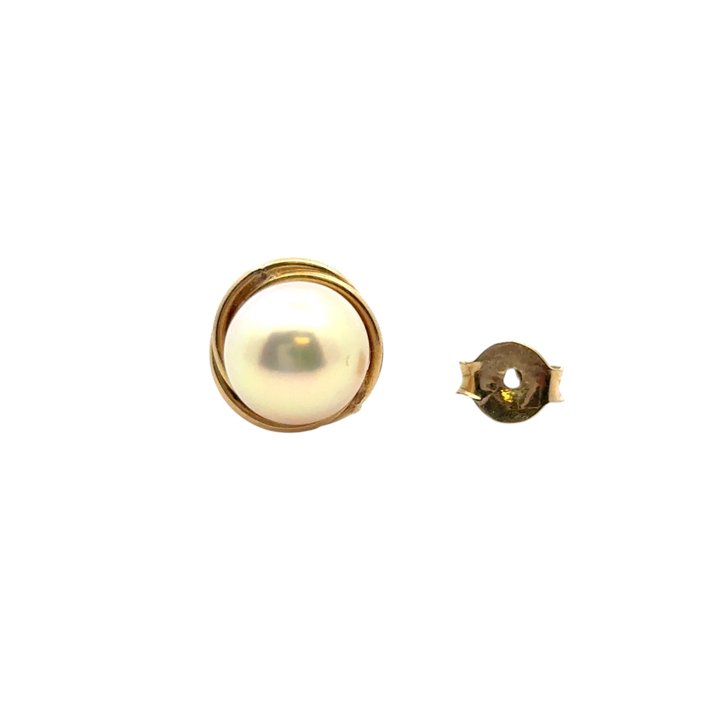 Vintage 14k Yellow Gold Pearl Stud Earrings