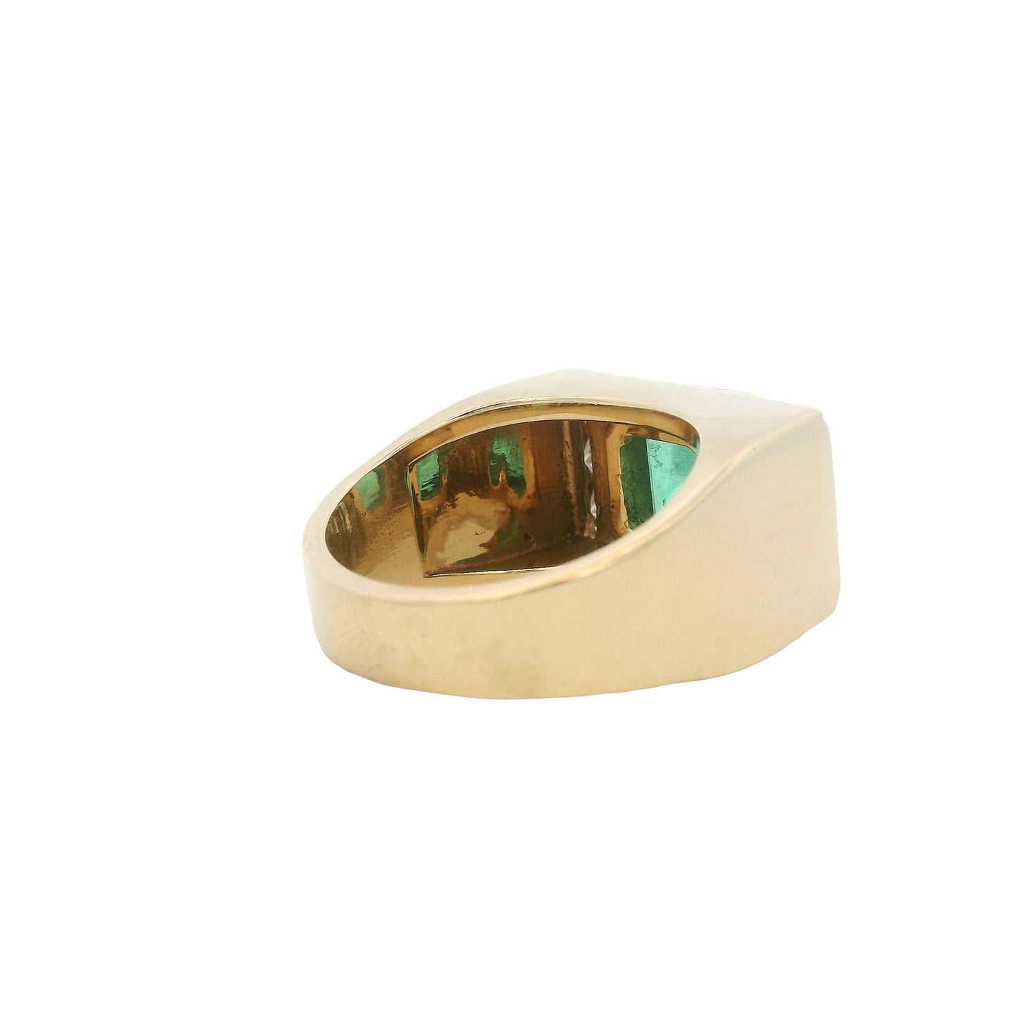 Vintage 14k Yellow Gold Square Cut Emerald and Diamond Ring