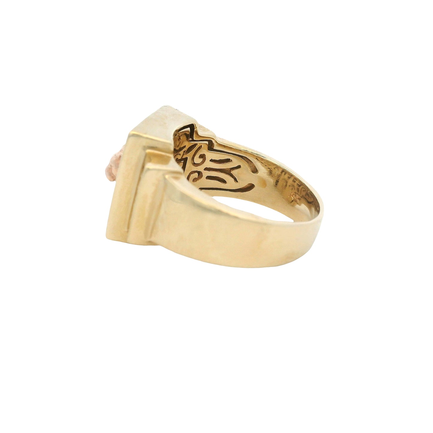 Effy 14k Yellow Gold Panther Diamond Signet Ring