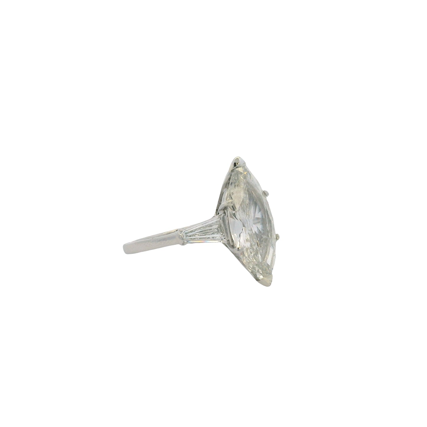Platinum 4.03ct Natural Marquise Cut Diamond Engagement Ring