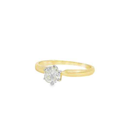 14k Yellow Gold 0.44ct Round Brilliant Cut Diamond Solitaire Engagement Ring