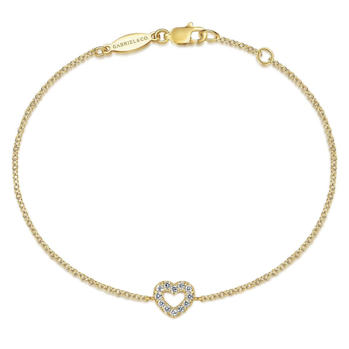 Charm Bracelet Heart 14K Yellow Gold Diamond 0.12ct — Gabriel & Co. TB2988Y45JJ