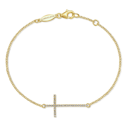14K Yellow Gold Chain Bracelet with Diamond Cross — Gabriel & Co. TB3853Y45JJ