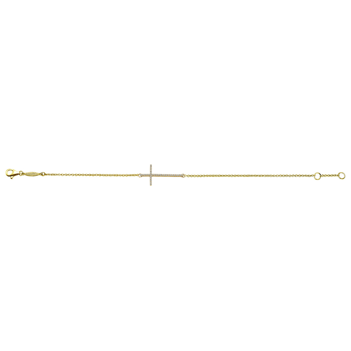 14K Yellow Gold Chain Bracelet with Diamond Cross — Gabriel & Co. TB3853Y45JJ