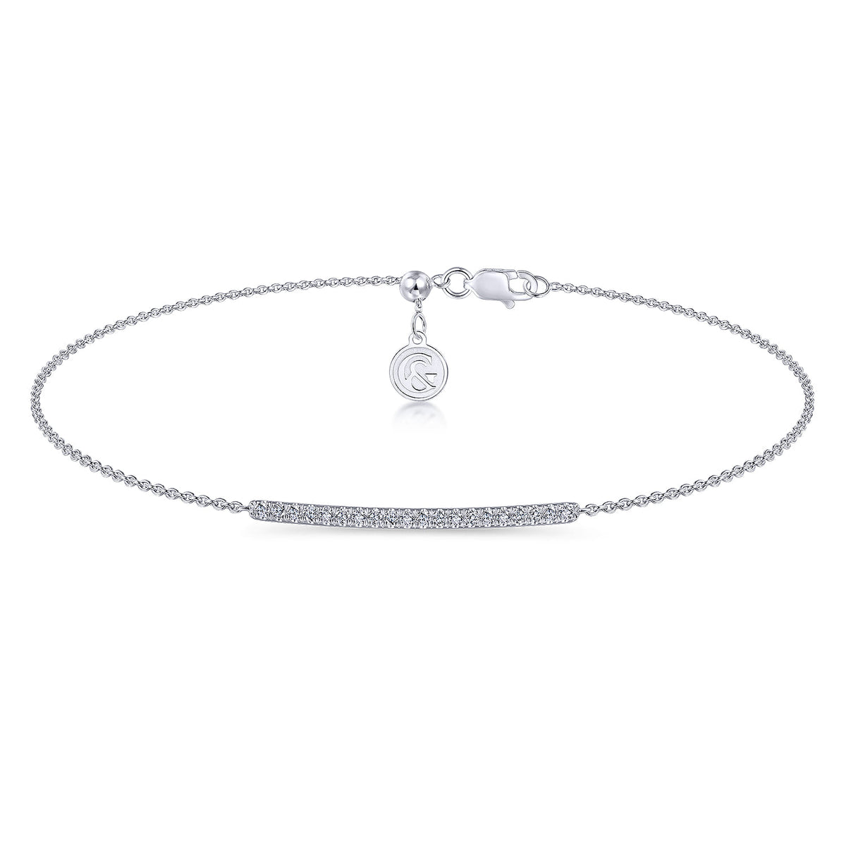 14k White Gold Pavé Diamond Bar Chain Bracelet — Gabriel & Co. TB4210W45JJ