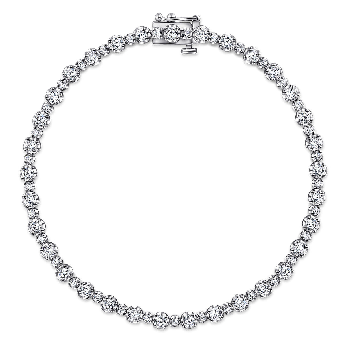 14K White Gold Buttercup Set Diamond Tennis Bracelet — Gabriel & Co. TB4217W45JJ