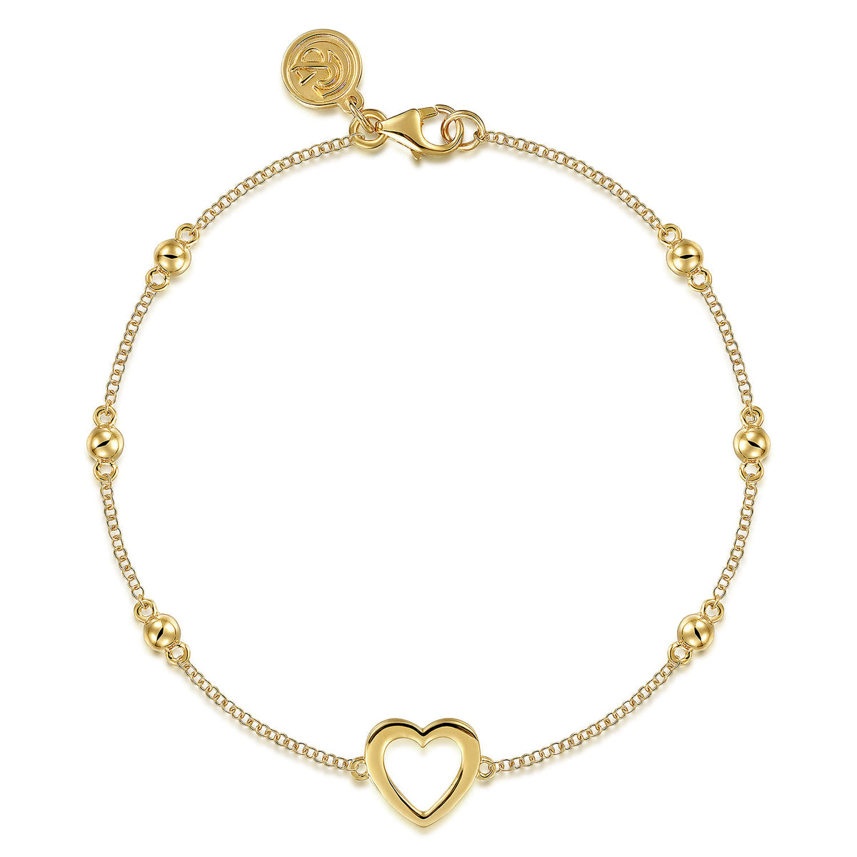 Beaded Chain Bracelet Heart 14K Yellow Gold Bujukan — Gabriel & Co. TB4641Y4JJJ