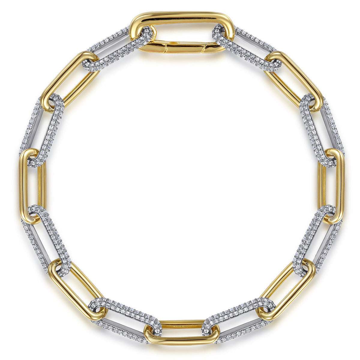 14K White & Yellow Gold Diamond Link Chain Bracelet — Gabriel & Co. TB4863-75M45JJ
