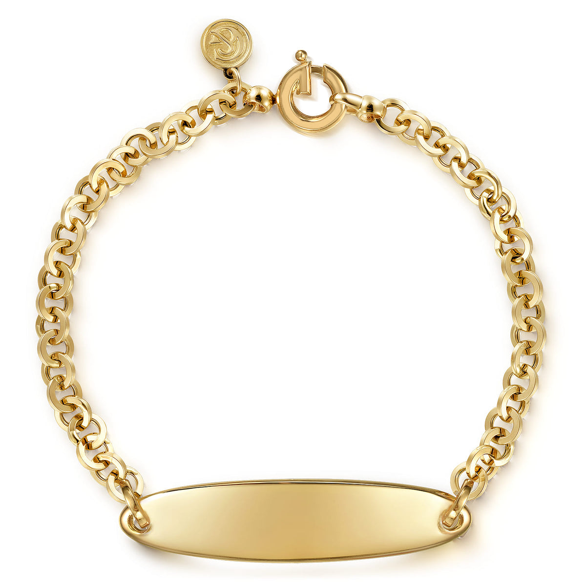 14K Yellow Gold Hollow Link Chain Bracelet with Engravable ID — Gabriel & Co. TB4944-75Y4JJJ