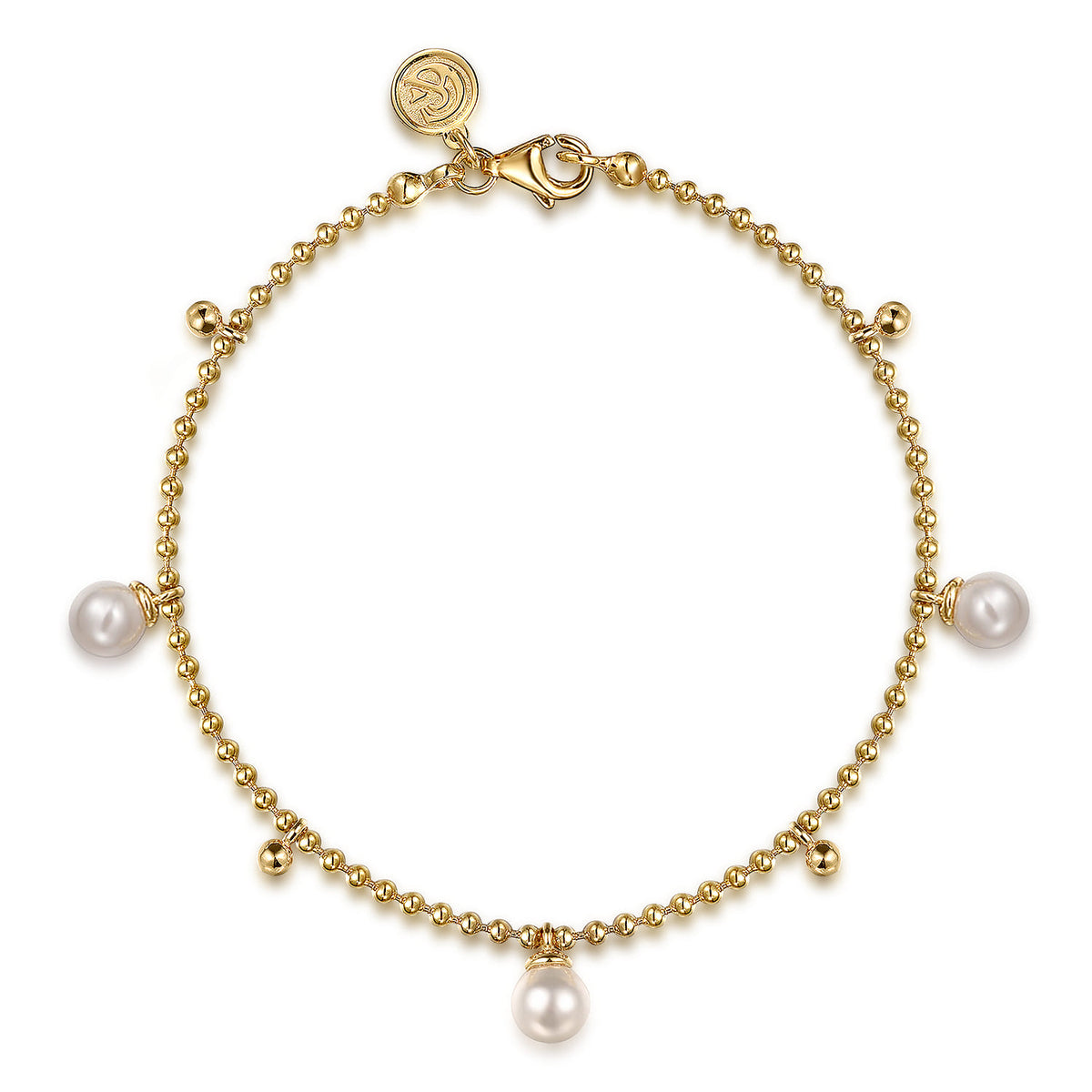 14K Yellow Gold Beaded Pearl Droplet Bracelet-Bujukan — Gabriel & Co. TB5016Y4JPL