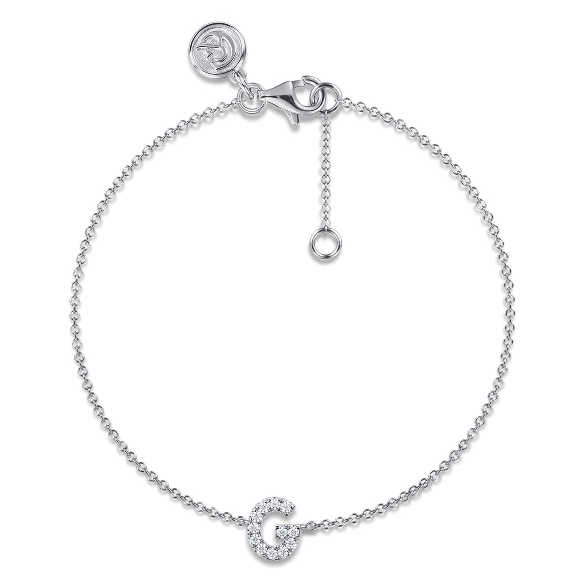 14K White Gold Diamond G Initial Chain Bracelet — Gabriel & Co. TB5215G-W45JJ