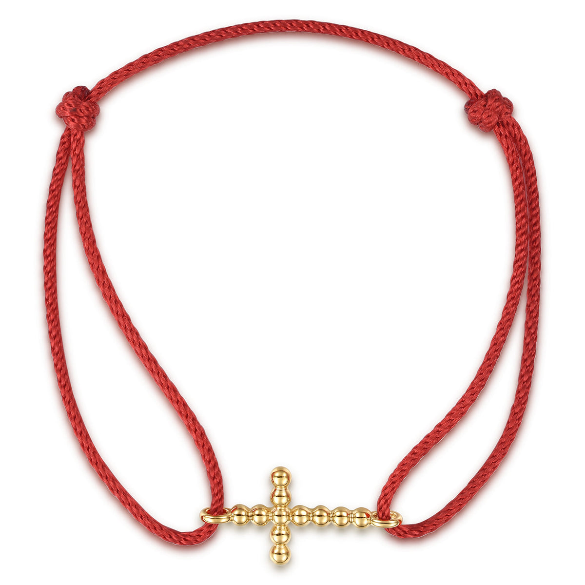 14K Yellow Gold Bujukan Cross Red Cord Bracelet — Gabriel & Co. TB5223-6Y4JJJ