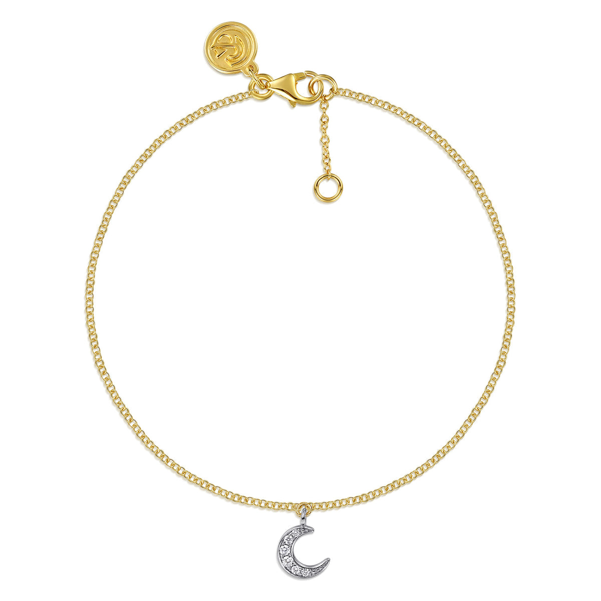 14K White and Yellow Gold Diamond Moon Shape Charm Bracelet — Gabriel & Co. TB5308M45JJ