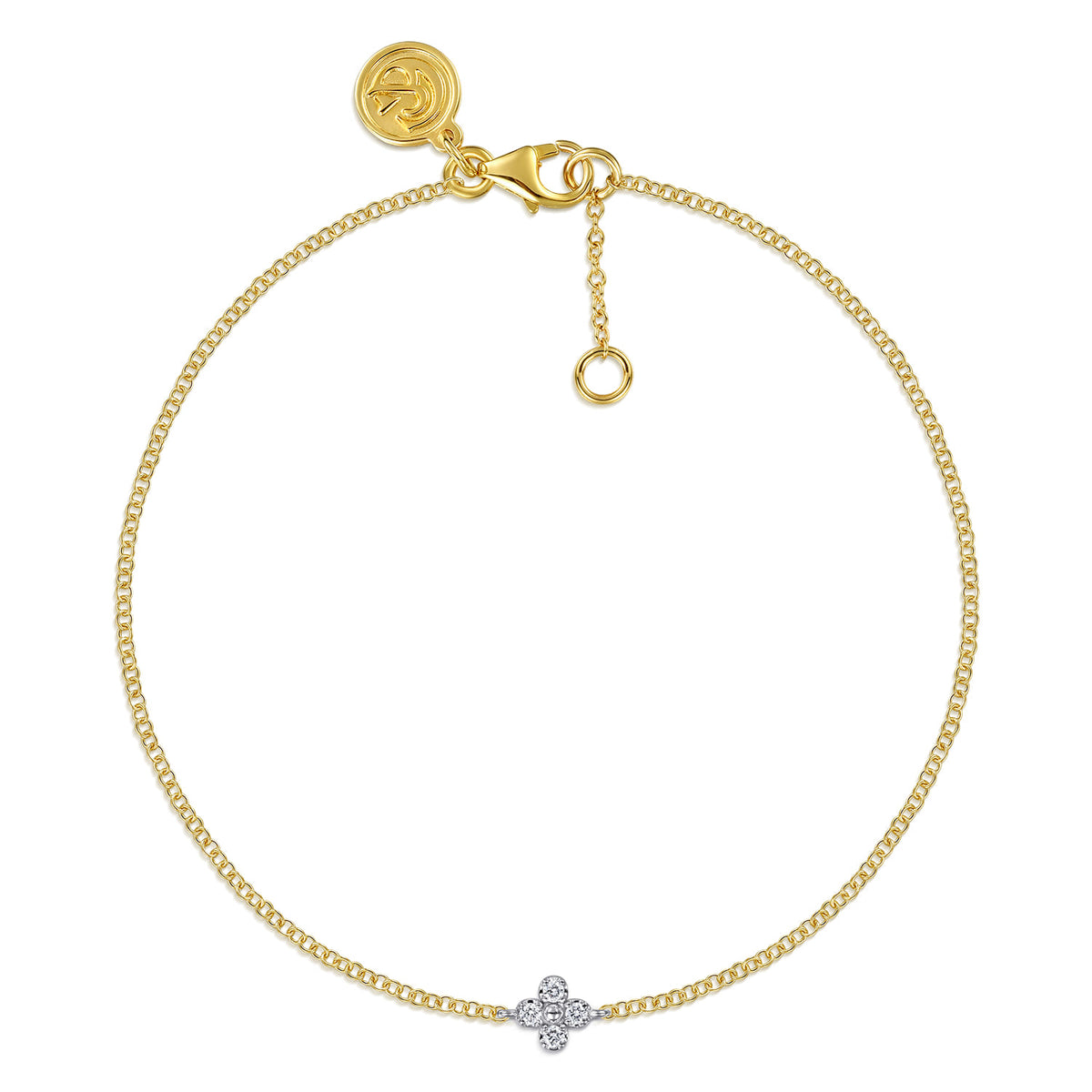 14K White and Yellow Gold Diamond Clover Bracelet — Gabriel & Co. TB5312M45JJ