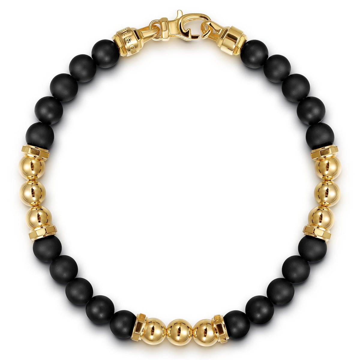 14K Yellow Gold and 6mm Matte Onyx Beaded Station Bracelet — Gabriel & Co. TBM2162Y4JOM