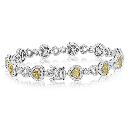Heart Shape Fancy Yellow Bracelet — view 2