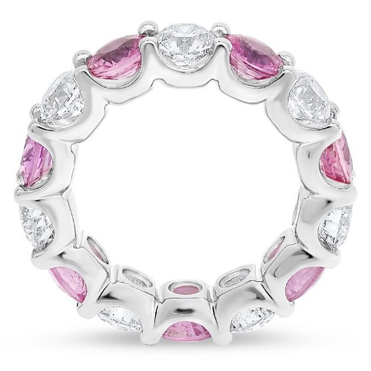 Pink Sapphire and Diamond Eternity Ring — view 2