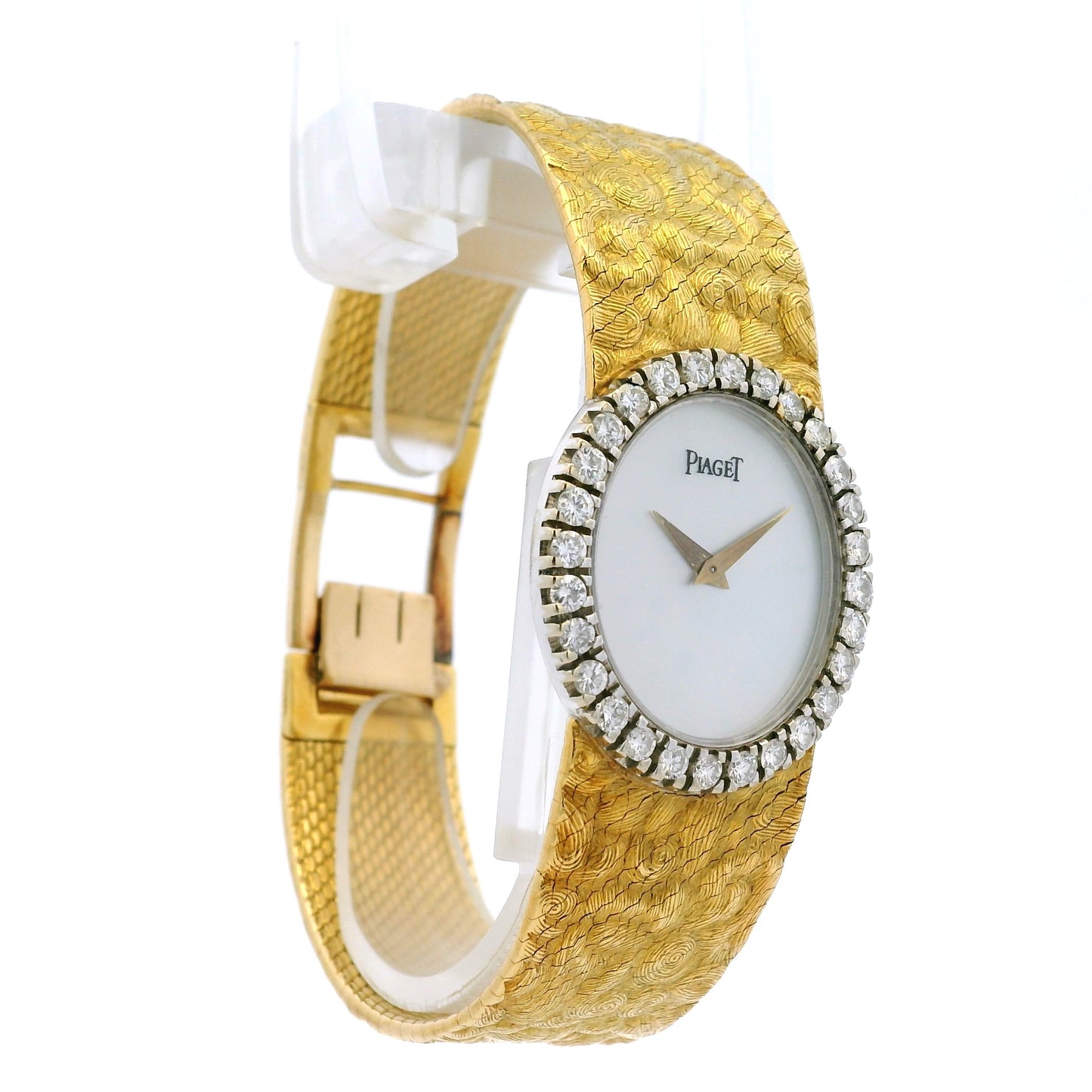 Piaget 9814 18k Mother of Pearl Dial Diamond Bezel Watch