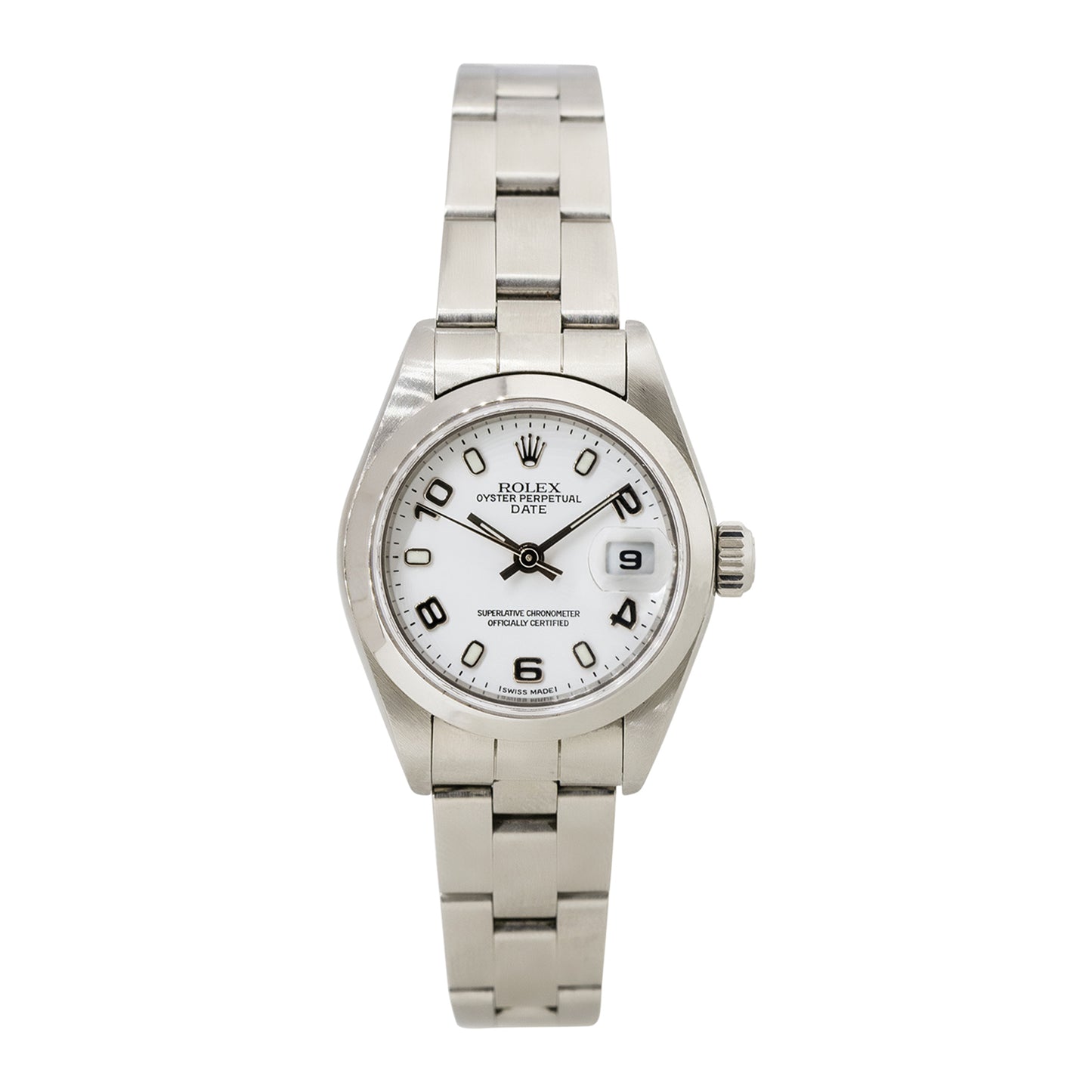 Rolex 79160 Oyster Perpetual Date Stainless Steel White Semi-Arabic Dial Watch