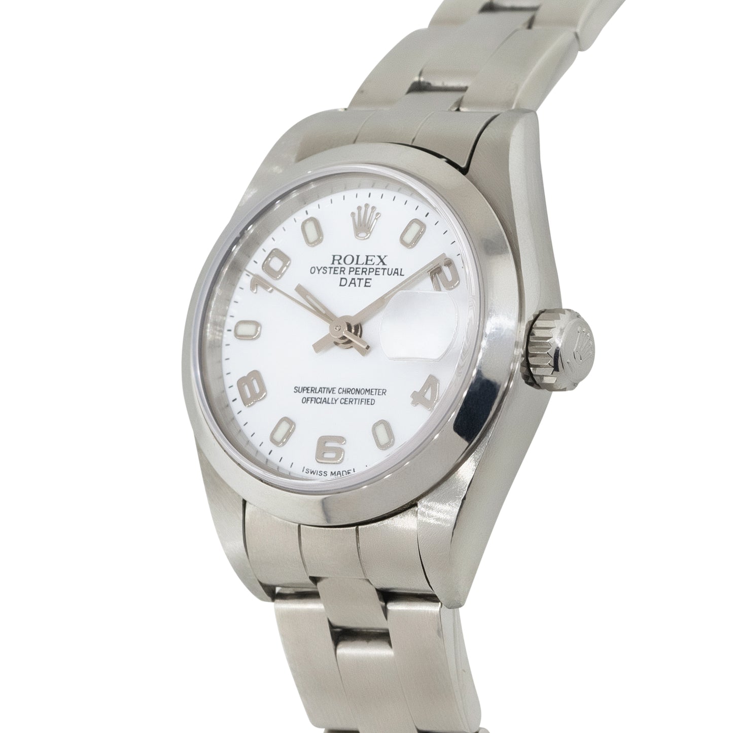 Rolex 79160 Oyster Perpetual Date Stainless Steel White Semi-Arabic Dial Watch