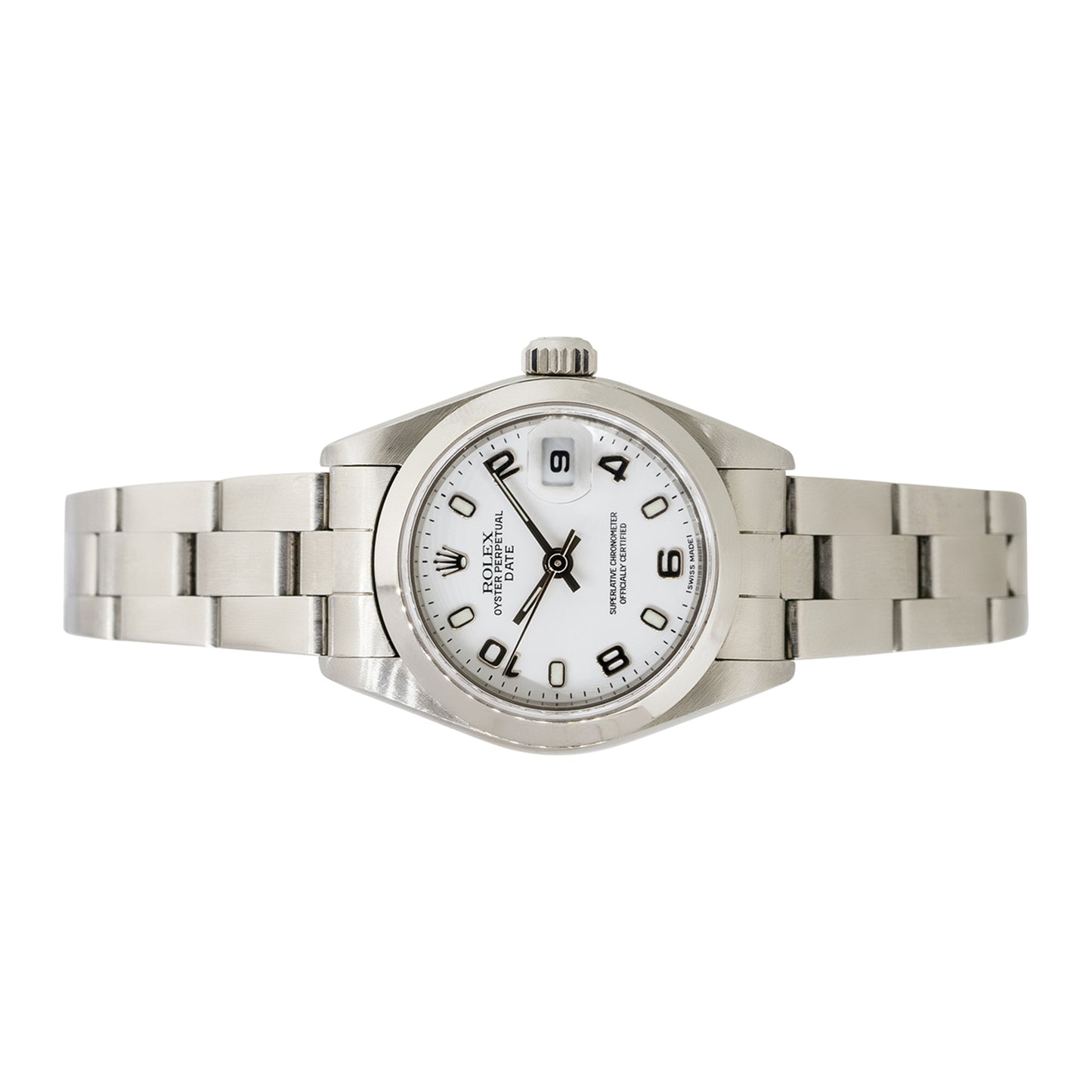 Rolex 79160 Oyster Perpetual Date Stainless Steel White Semi-Arabic Dial Watch