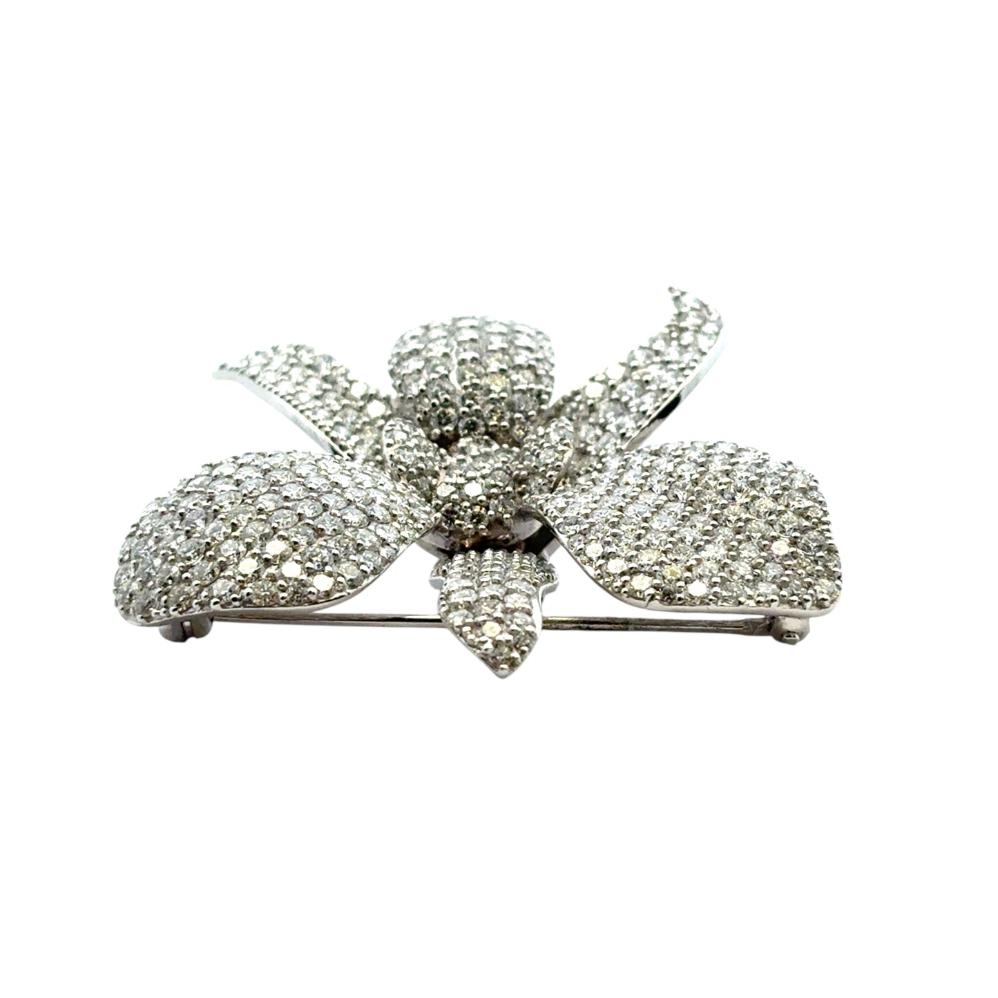 18k White Gold approx. 9ctw Diamond Pave Flower Brooch