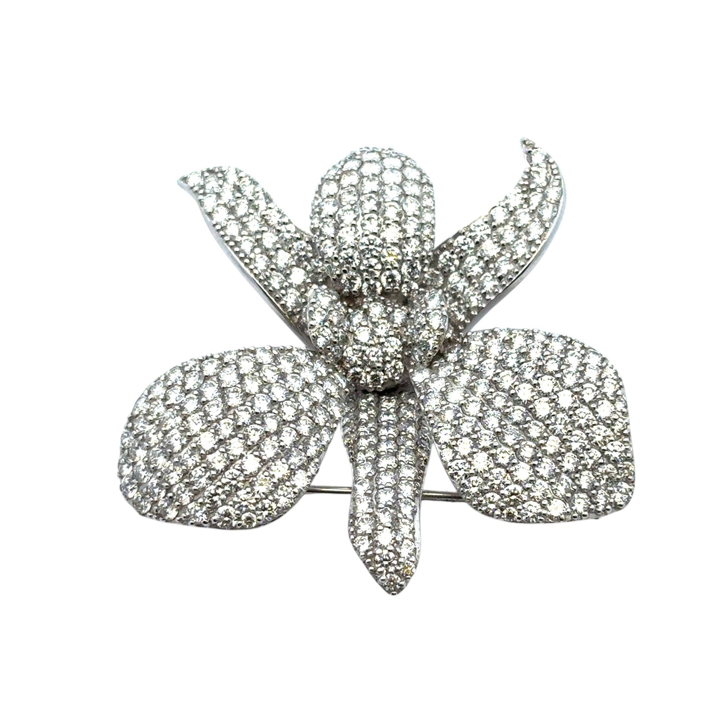 18k White Gold approx. 9ctw Diamond Pave Flower Brooch