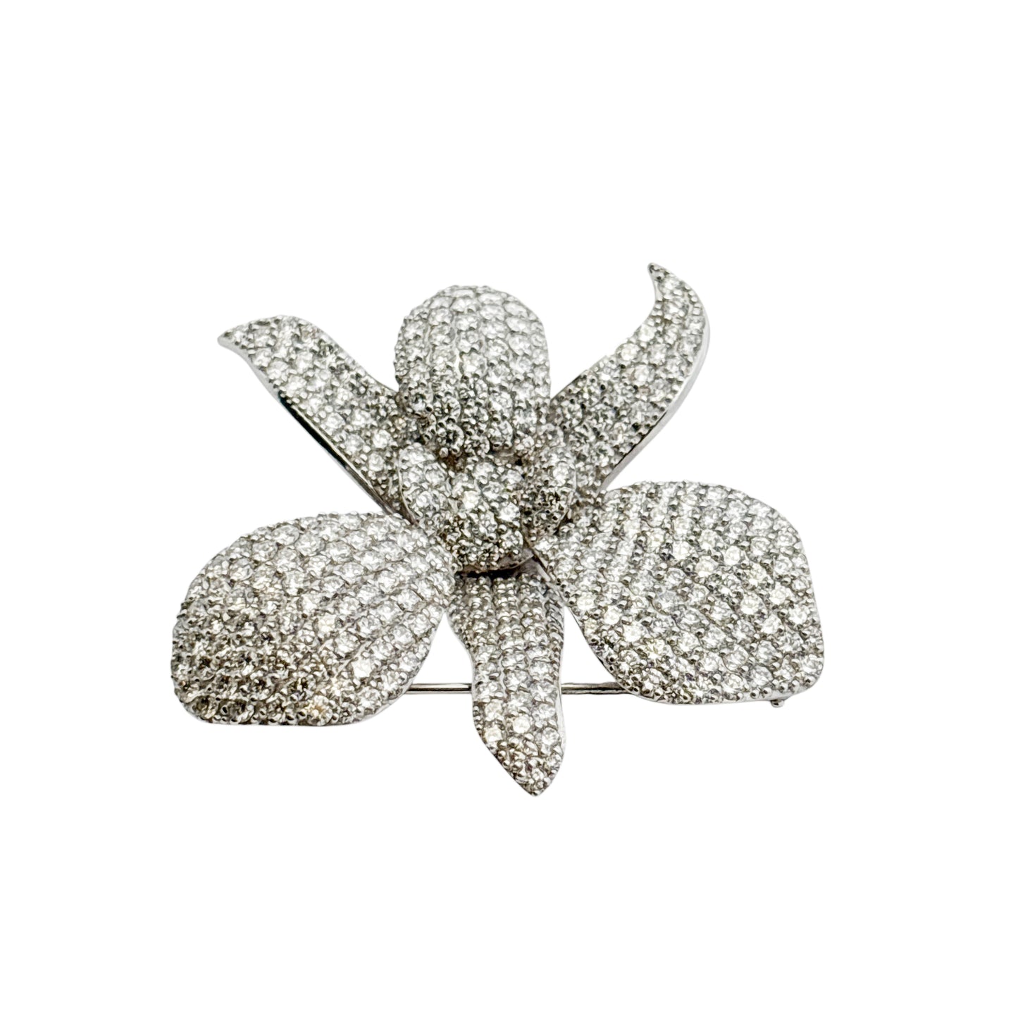 18k White Gold approx. 9ctw Diamond Pave Flower Brooch