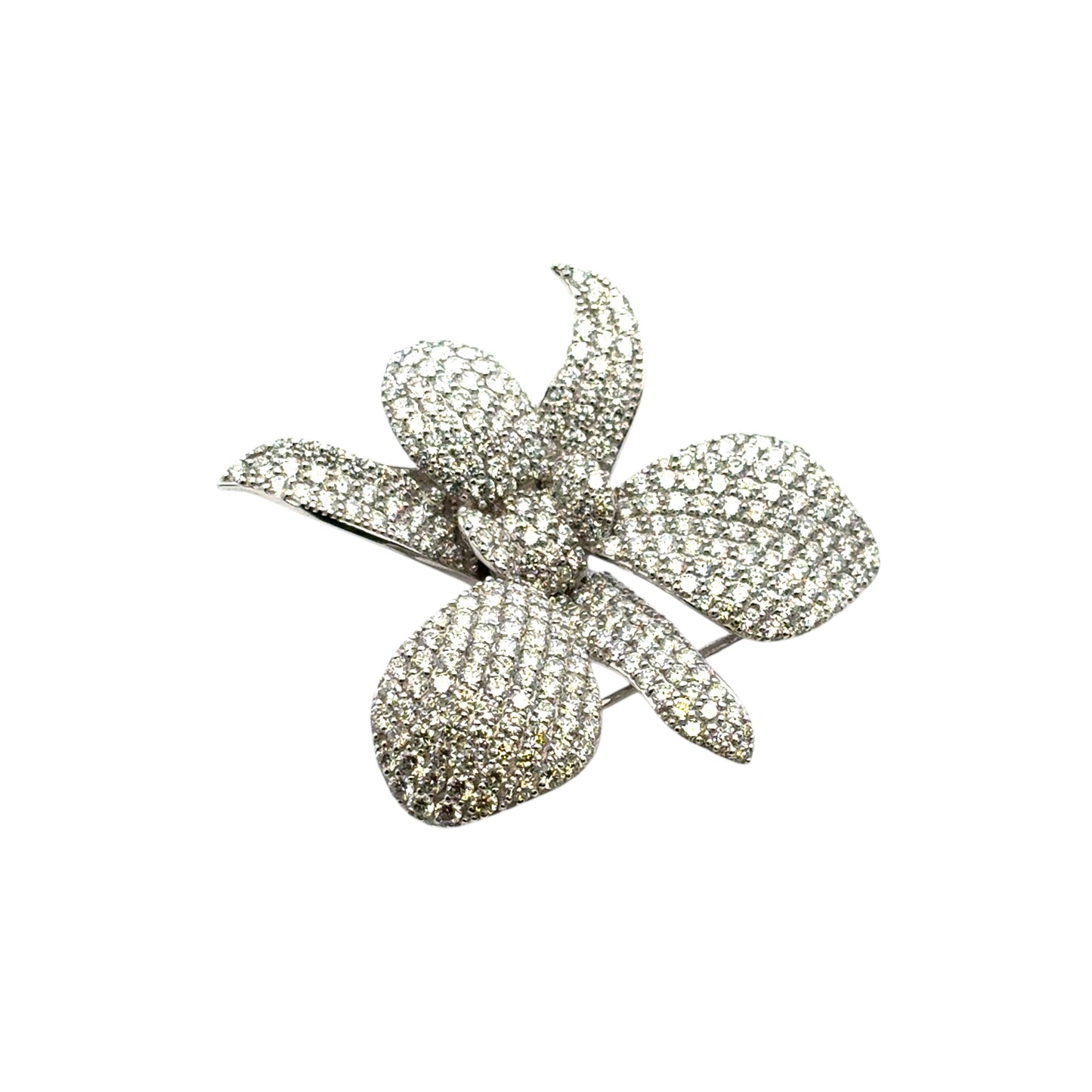 18k White Gold approx. 9ctw Diamond Pave Flower Brooch