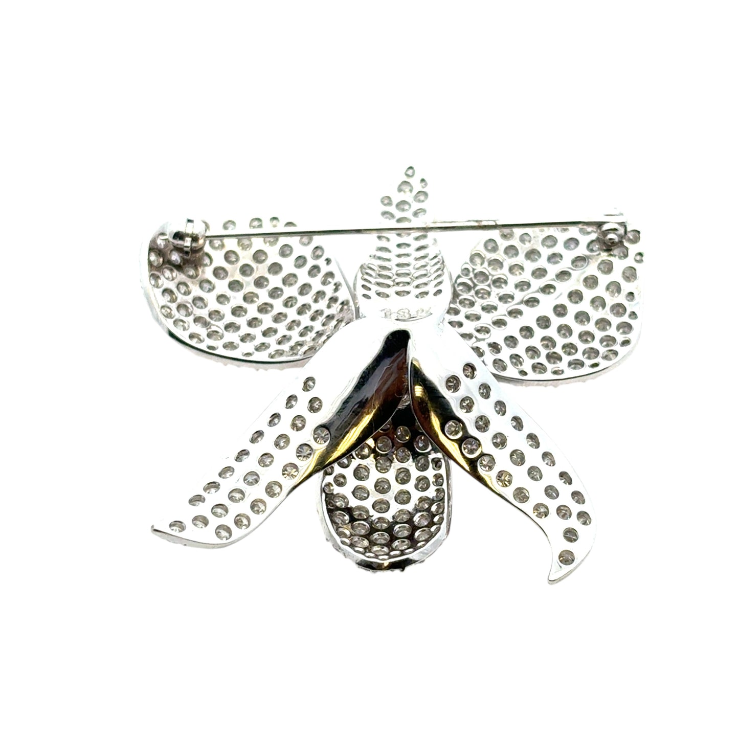 18k White Gold approx. 9ctw Diamond Pave Flower Brooch