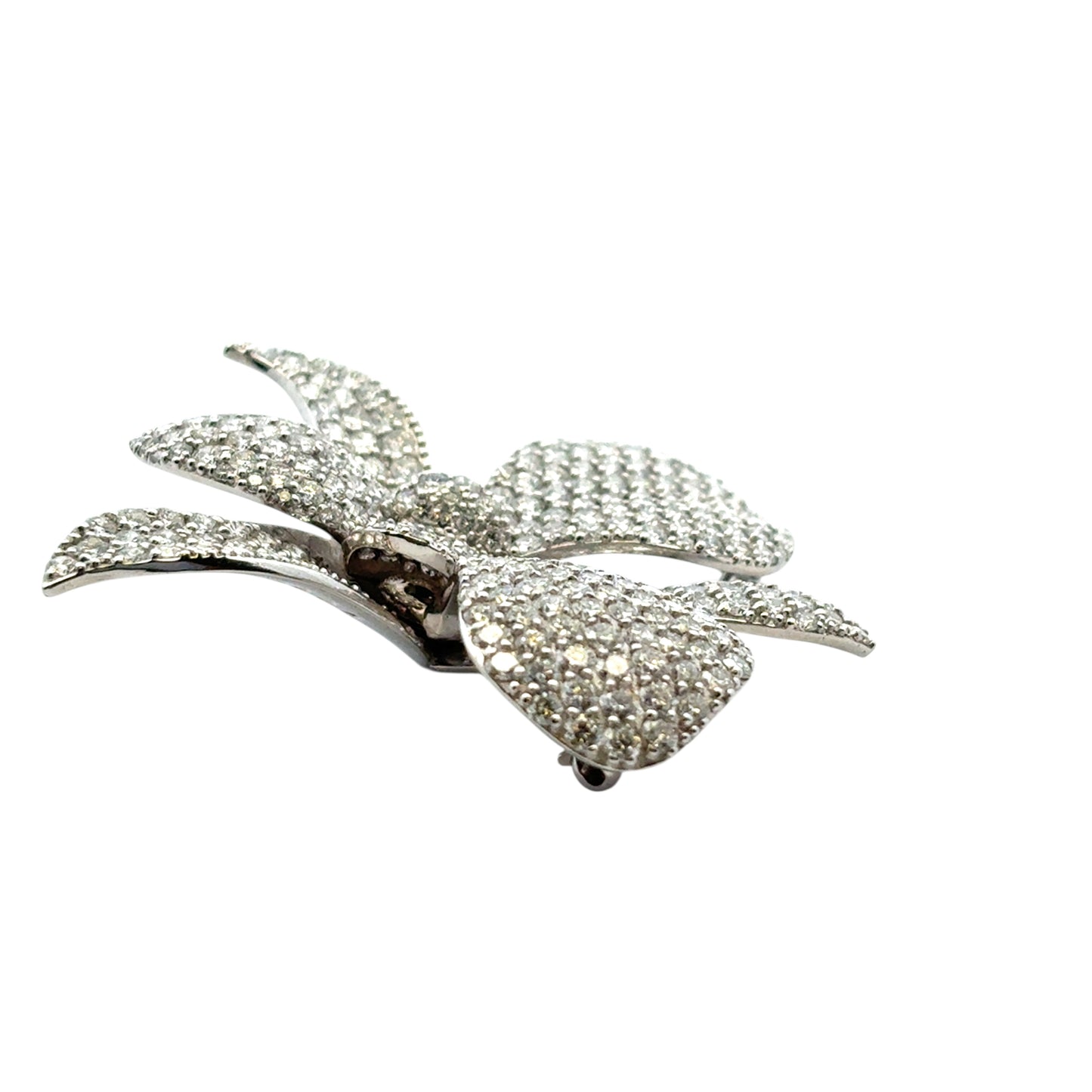 18k White Gold approx. 9ctw Diamond Pave Flower Brooch