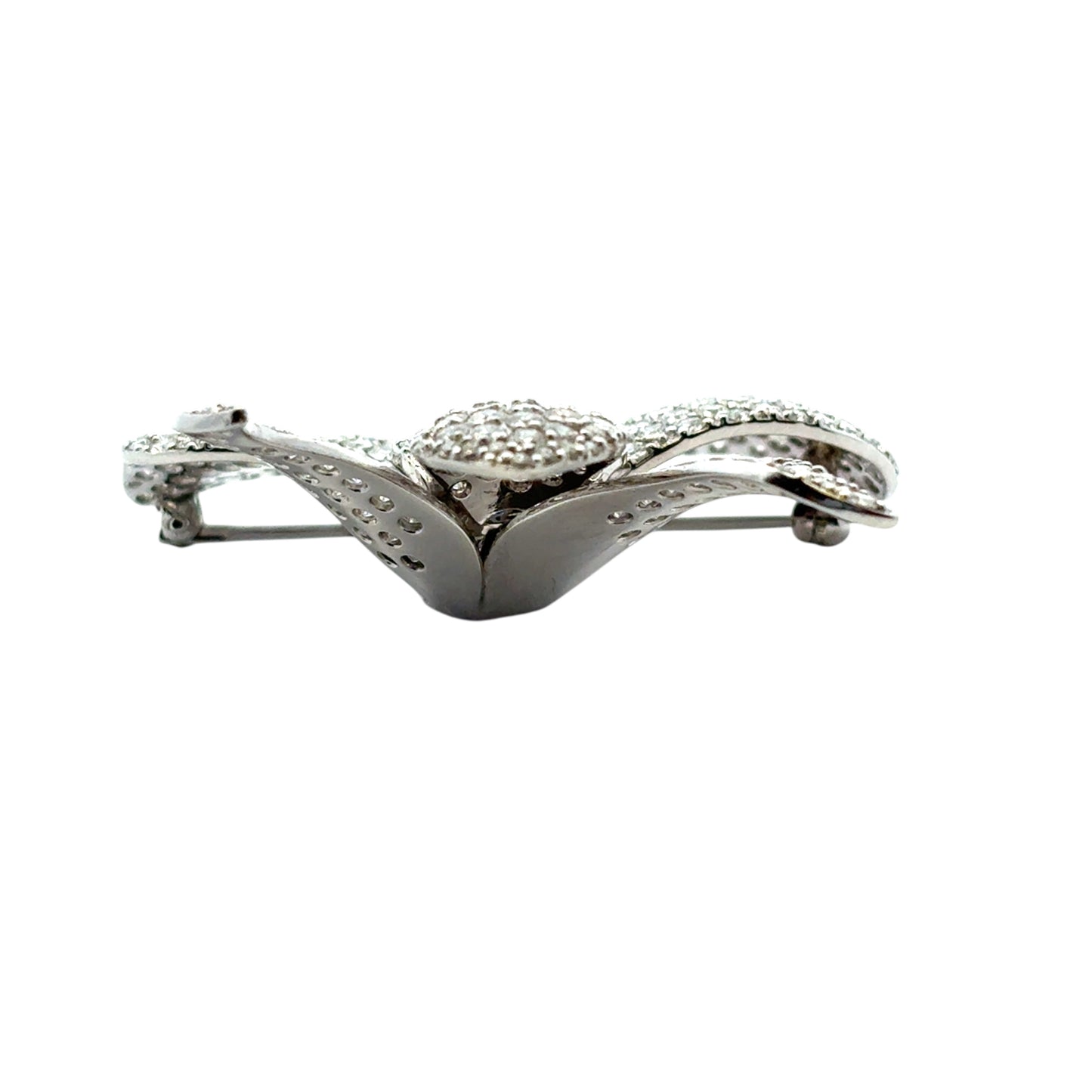 18k White Gold approx. 9ctw Diamond Pave Flower Brooch