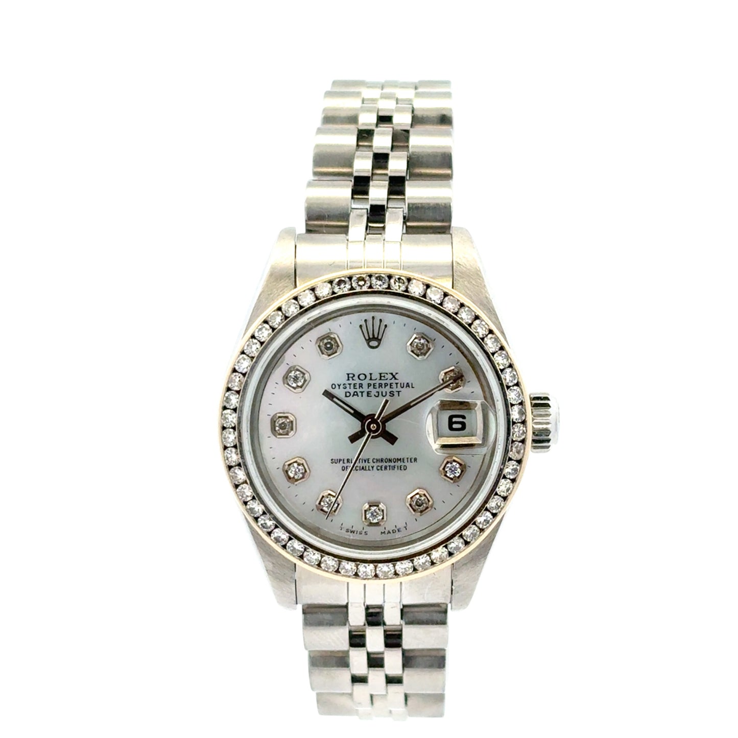 Rolex 79160 Datejust 26mm Aftermarket Mother of Pearl Diamond Dial and Bezel Watch