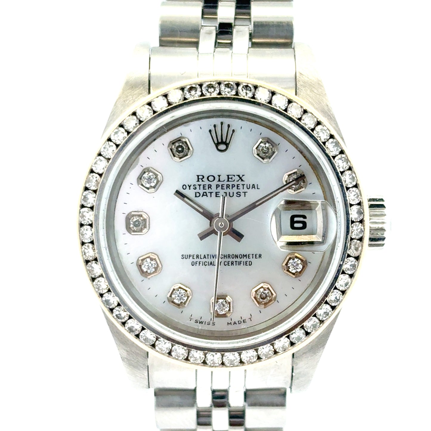 Rolex 79160 Datejust 26mm Aftermarket Mother of Pearl Diamond Dial and Bezel Watch