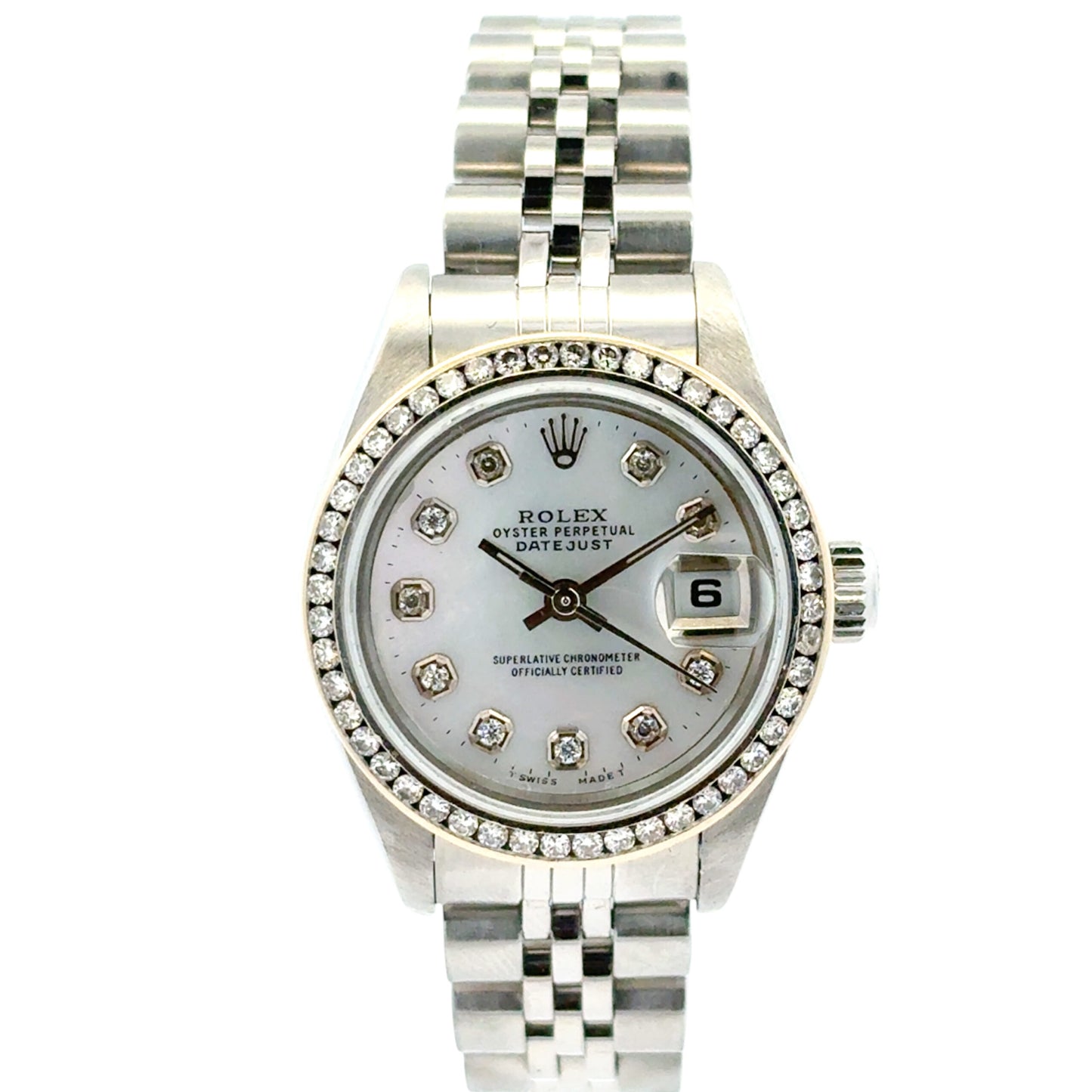 Rolex 79160 Datejust 26mm Aftermarket Mother of Pearl Diamond Dial and Bezel Watch